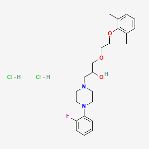 molecular formula C23H33Cl2FN2O3 B2798910 1-(2-(2,6-Dimethylphenoxy)ethoxy)-3-(4-(2-fluorophenyl)piperazin-1-yl)propan-2-ol dihydrochloride CAS No. 1215647-74-7