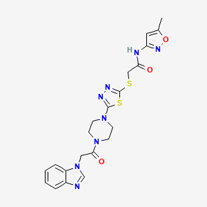 2-((5-(4-(2-(1H-benzo[d]imidazol-1-yl)acetyl)piperazin-1-yl)-1,3,4-thiadiazol-2-yl)thio)-N-(5-methylisoxazol-3-yl)acetamide