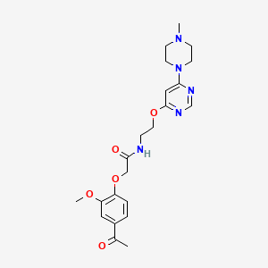 molecular formula C22H29N5O5 B2798925 2-(4-acetyl-2-methoxyphenoxy)-N-(2-((6-(4-methylpiperazin-1-yl)pyrimidin-4-yl)oxy)ethyl)acetamide CAS No. 1172720-22-7