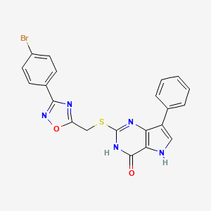 molecular formula C21H14BrN5O2S B2798930 2-(((3-(4-bromophenyl)-1,2,4-oxadiazol-5-yl)methyl)thio)-7-phenyl-3H-pyrrolo[3,2-d]pyrimidin-4(5H)-one CAS No. 1031599-21-9