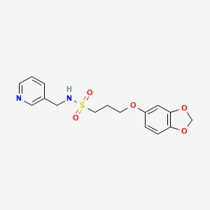 molecular formula C16H18N2O5S B2798946 3-(benzo[d][1,3]dioxol-5-yloxy)-N-(pyridin-3-ylmethyl)propane-1-sulfonamide CAS No. 953156-81-5