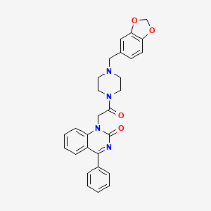 molecular formula C28H26N4O4 B2798952 1-{2-[4-(1,3-benzodioxol-5-ylmethyl)piperazin-1-yl]-2-oxoethyl}-4-phenylquinazolin-2(1H)-one CAS No. 1115392-48-7