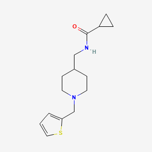 molecular formula C15H22N2OS B2798956 N-((1-(thiophen-2-ylmethyl)piperidin-4-yl)methyl)cyclopropanecarboxamide CAS No. 954080-27-4
