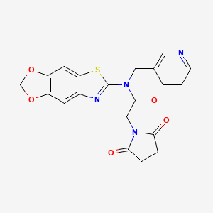 molecular formula C20H16N4O5S B2798957 N-([1,3]dioxolo[4',5':4,5]benzo[1,2-d]thiazol-6-yl)-2-(2,5-dioxopyrrolidin-1-yl)-N-(pyridin-3-ylmethyl)acetamide CAS No. 895021-09-7