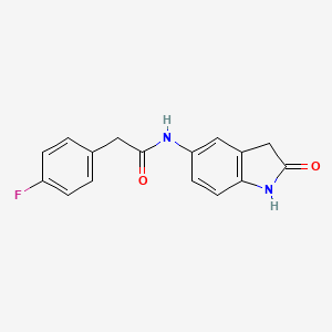 molecular formula C16H13FN2O2 B2798966 2-(4-氟苯基)-N-(2-氧代吲哚-5-基)乙酰胺 CAS No. 921838-61-1