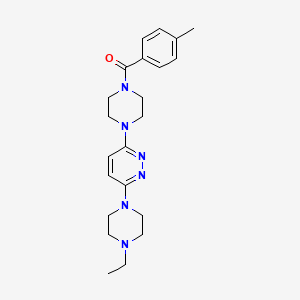 molecular formula C22H30N6O B2798968 [4-[6-(4-Ethylpiperazin-1-yl)pyridazin-3-yl]piperazin-1-yl]-(4-methylphenyl)methanone CAS No. 898437-78-0