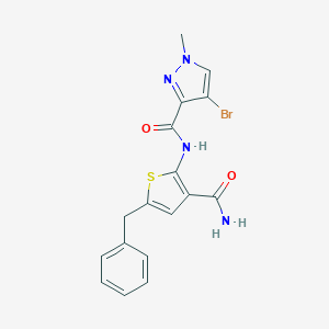 molecular formula C17H15BrN4O2S B279897 N-(5-benzyl-3-carbamoylthiophen-2-yl)-4-bromo-1-methyl-1H-pyrazole-3-carboxamide 