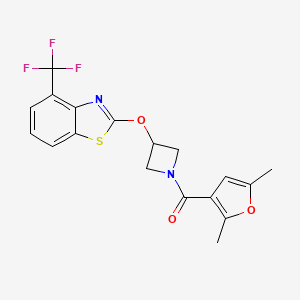 molecular formula C18H15F3N2O3S B2798970 (2,5-Dimethylfuran-3-yl)(3-((4-(trifluoromethyl)benzo[d]thiazol-2-yl)oxy)azetidin-1-yl)methanone CAS No. 1421448-96-5
