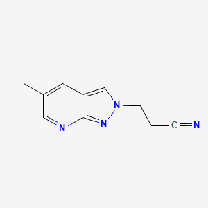 molecular formula C10H10N4 B2798972 3-(5-methyl-2H-pyrazolo[3,4-b]pyridin-2-yl)propanenitrile CAS No. 1160246-33-2