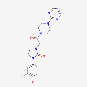 molecular formula C19H20F2N6O2 B2798984 1-(3,4-Difluorophenyl)-3-(2-oxo-2-(4-(pyrimidin-2-yl)piperazin-1-yl)ethyl)imidazolidin-2-one CAS No. 1251556-85-0