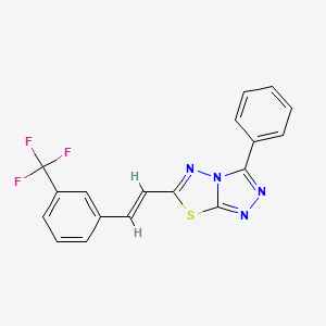 molecular formula C18H11F3N4S B2798986 3-phenyl-6-[(E)-2-[3-(trifluoromethyl)phenyl]ethenyl]-[1,2,4]triazolo[3,4-b][1,3,4]thiadiazole CAS No. 831209-38-2