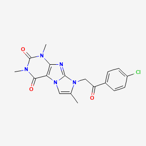 molecular formula C18H16ClN5O3 B2798987 6-[2-(4-Chlorophenyl)-2-oxoethyl]-2,4,7-trimethylpurino[7,8-a]imidazole-1,3-dione CAS No. 878735-45-6