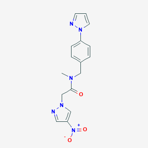 molecular formula C16H16N6O3 B279900 2-{4-nitro-1H-pyrazol-1-yl}-N-methyl-N-[4-(1H-pyrazol-1-yl)benzyl]acetamide 