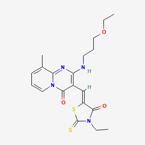 (Z)-5-((2-((3-ethoxypropyl)amino)-9-methyl-4-oxo-4H-pyrido[1,2-a]pyrimidin-3-yl)methylene)-3-ethyl-2-thioxothiazolidin-4-one