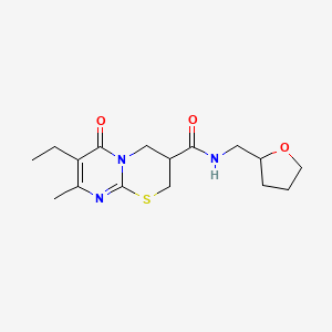 molecular formula C16H23N3O3S B2799015 7-乙基-8-甲基-6-氧代-N-((四氢呋喃-2-基)甲基)-2,3,4,6-四氢嘧啶并[2,1-b][1,3]噻嗪-3-羧酰胺 CAS No. 1421463-89-9