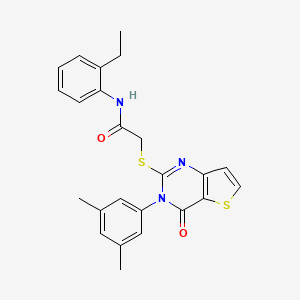 molecular formula C24H23N3O2S2 B2799018 2-((3-(3,5-dimethylphenyl)-4-oxo-3,4-dihydrothieno[3,2-d]pyrimidin-2-yl)thio)-N-(2-ethylphenyl)acetamide CAS No. 2320546-18-5