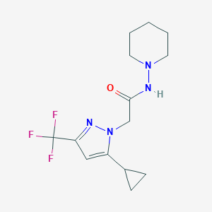molecular formula C14H19F3N4O B279902 2-[5-cyclopropyl-3-(trifluoromethyl)-1H-pyrazol-1-yl]-N-(1-piperidinyl)acetamide 
