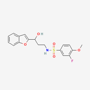 molecular formula C18H18FNO5S B2799026 N-(3-(benzofuran-2-yl)-3-hydroxypropyl)-3-fluoro-4-methoxybenzenesulfonamide CAS No. 1448043-39-7