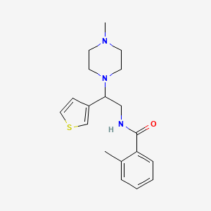 molecular formula C19H25N3OS B2799035 2-methyl-N-(2-(4-methylpiperazin-1-yl)-2-(thiophen-3-yl)ethyl)benzamide CAS No. 955256-98-1