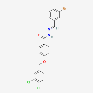 molecular formula C21H15BrCl2N2O2 B2799036 N'-[(E)-(3-bromophenyl)methylidene]-4-[(3,4-dichlorobenzyl)oxy]benzenecarbohydrazide CAS No. 303987-28-2