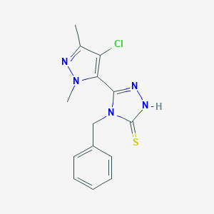molecular formula C14H14ClN5S B279904 4-benzyl-5-(4-chloro-1,3-dimethyl-1H-pyrazol-5-yl)-4H-1,2,4-triazole-3-thiol 