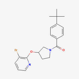 molecular formula C20H23BrN2O2 B2799064 (3-((3-Bromopyridin-2-yl)oxy)pyrrolidin-1-yl)(4-(tert-butyl)phenyl)methanone CAS No. 1903411-74-4