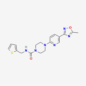 molecular formula C18H20N6O2S B2799067 4-(5-(5-methyl-1,2,4-oxadiazol-3-yl)pyridin-2-yl)-N-(thiophen-2-ylmethyl)piperazine-1-carboxamide CAS No. 1219914-53-0