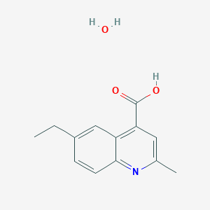molecular formula C13H15NO3 B2799080 6-乙基-2-甲基-4-喹啉羧酸水合物 CAS No. 1609404-19-4
