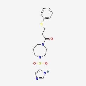 molecular formula C17H22N4O3S2 B2799097 1-(4-((1H-imidazol-4-yl)sulfonyl)-1,4-diazepan-1-yl)-3-(phenylthio)propan-1-one CAS No. 1904111-25-6