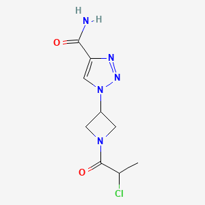 molecular formula C9H12ClN5O2 B2799116 1-[1-(2-Chloropropanoyl)azetidin-3-yl]triazole-4-carboxamide CAS No. 2411287-55-1