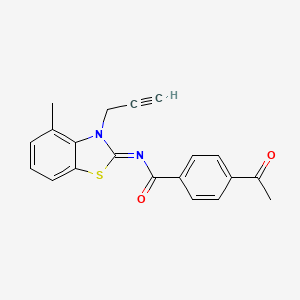 molecular formula C20H16N2O2S B2799131 4-acetyl-N-(4-methyl-3-prop-2-ynyl-1,3-benzothiazol-2-ylidene)benzamide CAS No. 868377-56-4