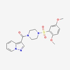 molecular formula C20H22N4O5S B2799132 (4-((2,5-Dimethoxyphenyl)sulfonyl)piperazin-1-yl)(pyrazolo[1,5-a]pyridin-3-yl)methanone CAS No. 1396710-36-3