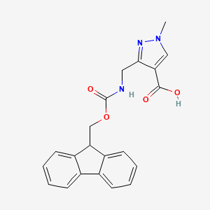 molecular formula C21H19N3O4 B2799139 3-[(9H-Fluoren-9-ylmethoxycarbonylamino)methyl]-1-methylpyrazole-4-carboxylic acid CAS No. 2138027-90-2