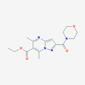 molecular formula C16H20N4O4 B279914 Ethyl 5,7-dimethyl-2-(4-morpholinylcarbonyl)pyrazolo[1,5-a]pyrimidine-6-carboxylate 
