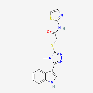 2-{[5-(1H-indol-3-yl)-4-methyl-4H-1,2,4-triazol-3-yl]sulfanyl}-N-(1,3-thiazol-2-yl)acetamide