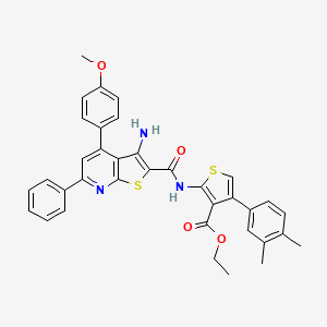 Ethyl 2-(3-amino-4-(4-methoxyphenyl)-6-phenylthieno[2,3-b]pyridine-2-carboxamido)-4-(3,4-dimethylphenyl)thiophene-3-carboxylate