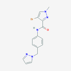 molecular formula C15H14BrN5O B279915 4-bromo-1-methyl-N-[4-(1H-pyrazol-1-ylmethyl)phenyl]-1H-pyrazole-3-carboxamide 