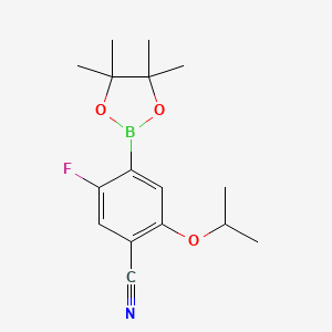 molecular formula C16H21BFNO3 B2799150 4-Cyano-2-fluoro-5-isopropoxyphenylboronic acid pinacol ester CAS No. 2377607-26-4