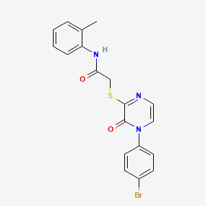 2-((4-(4-bromophenyl)-3-oxo-3,4-dihydropyrazin-2-yl)thio)-N-(o-tolyl)acetamide