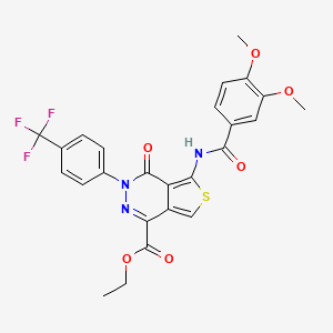 B2799165 Ethyl 5-[(3,4-dimethoxybenzoyl)amino]-4-oxo-3-[4-(trifluoromethyl)phenyl]thieno[3,4-d]pyridazine-1-carboxylate CAS No. 851951-20-7