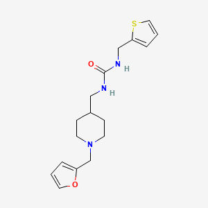 molecular formula C17H23N3O2S B2799190 1-((1-(Furan-2-ylmethyl)piperidin-4-yl)methyl)-3-(thiophen-2-ylmethyl)urea CAS No. 1207054-92-9