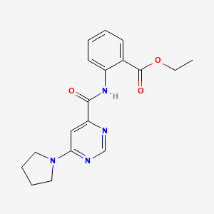 Ethyl 2-(6-(pyrrolidin-1-yl)pyrimidine-4-carboxamido)benzoate