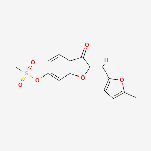 (Z)-2-((5-methylfuran-2-yl)methylene)-3-oxo-2,3-dihydrobenzofuran-6-yl methanesulfonate
