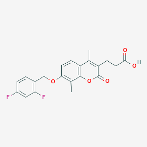 molecular formula C21H18F2O5 B2799207 3-{7-[(2,4-difluorobenzyl)oxy]-4,8-dimethyl-2-oxo-2H-chromen-3-yl}propanoic acid CAS No. 858748-95-5