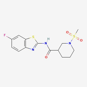 molecular formula C14H16FN3O3S2 B2799220 N-(6-氟苯并[d]噻唑-2-基)-1-(甲磺酰基)哌啶-3-羧酰胺 CAS No. 1058398-17-6