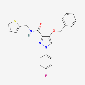 molecular formula C22H18FN3O2S B2799231 4-(苄氧基)-1-(4-氟苯基)-N-(噻吩-2-基甲基)-1H-吡唑-3-羧酰胺 CAS No. 1209325-06-3