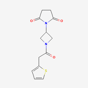 molecular formula C13H14N2O3S B2799242 1-(1-(2-(Thiophen-2-yl)acetyl)azetidin-3-yl)pyrrolidine-2,5-dione CAS No. 1903537-54-1