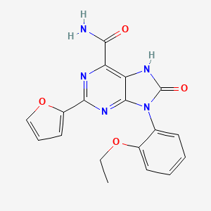 molecular formula C18H15N5O4 B2799243 9-(2-乙氧苯基)-2-(噻吩-2-基)-8-氧代-8,9-二氢-7H-嘌呤-6-羧酰胺 CAS No. 899971-15-4