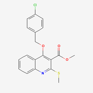 molecular formula C19H16ClNO3S B2799244 Methyl 4-((4-chlorobenzyl)oxy)-2-(methylthio)quinoline-3-carboxylate CAS No. 895117-97-2