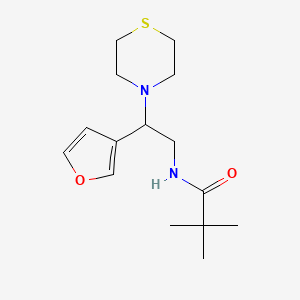 molecular formula C15H24N2O2S B2799246 N-(2-(噻吩-3-基)-2-硫吗啉基乙基)戊酰胺 CAS No. 2034541-08-5
